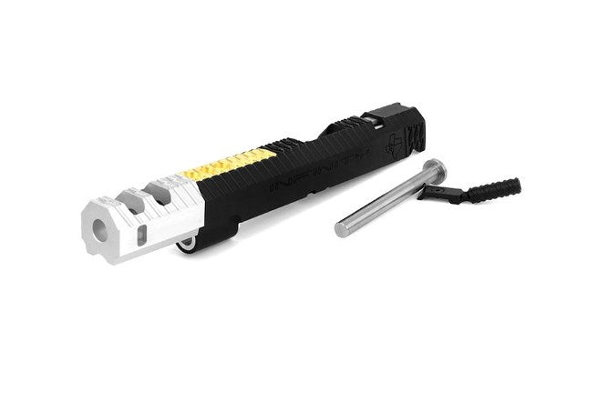 Airsoft Masterpiece Infinity IMM (Texas) Cross ver.5 Open Slide Set - Black with Silver Compensator
